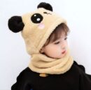 Kids Winter Panda Cap Wool Cap With Neck Warmer Attached.  KIDS WOOL CAP Cartoon Panda Baby