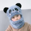 Kids Winter Panda Cap Wool Cap With Neck Warmer Attached.  KIDS WOOL CAP Cartoon Panda Baby