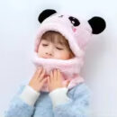 Kids Winter Panda Cap Wool Cap With Neck Warmer Attached.  KIDS WOOL CAP Cartoon Panda Baby