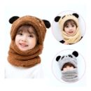 Kids Winter Panda Cap Wool Cap With Neck Warmer Attached.  KIDS WOOL CAP Cartoon Panda Baby