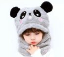 Kids Winter Panda Cap Wool Cap With Neck Warmer Attached.  KIDS WOOL CAP Cartoon Panda Baby