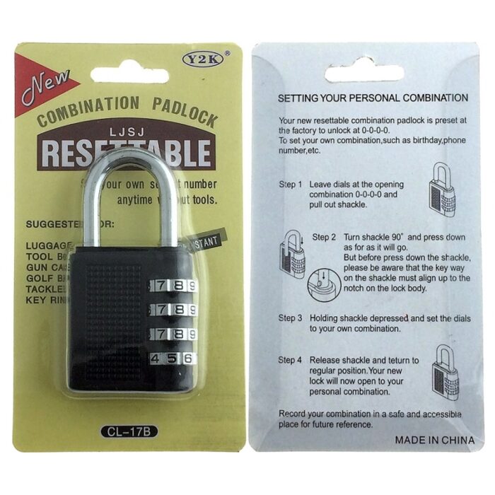 4 Dial Digit Combination Padlock Heavy Duty Weatherproof Code Resettable Changeable Lock Outdoor Use for Door Cabinet Safely 400g - Image 7