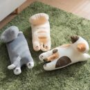 Long Cat Plush Pillow kitten gray White brown lovely cartoon  | FukuFukuNyanko Plush Cat Cushion - 50cm (Random color)