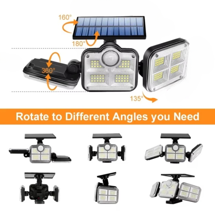 3 Head Motion Sensor 270 Wide Angle Illumination Waterproof  Solar Light | Outdoor Wall Lamp for Garden Garage - Image 2