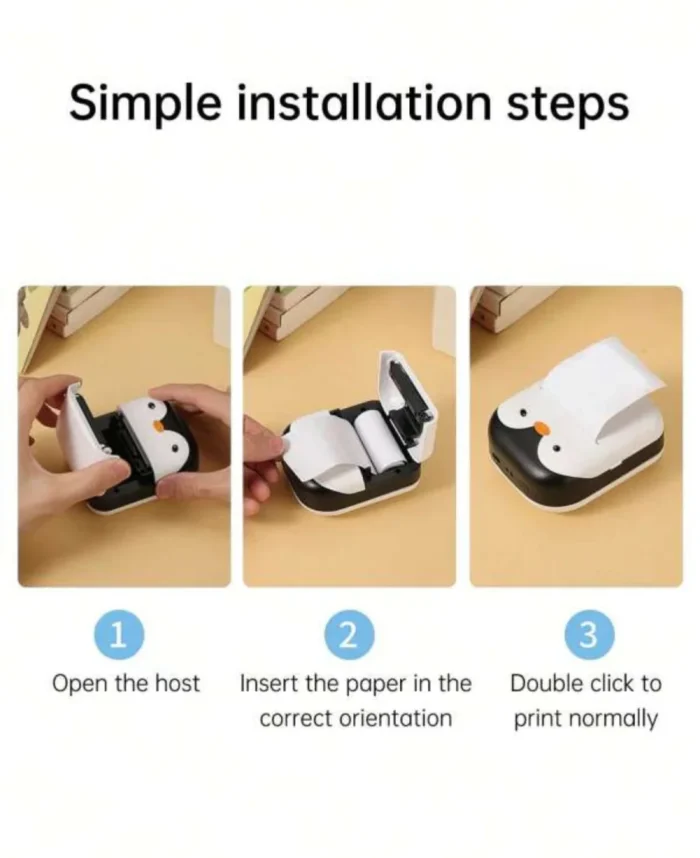 The Adorable Penguin Design Rechargeable Portable Mini Printer (random color) - Image 13