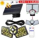 LED Solar Wall Lamp 3-headed Split Outdoor Garden Courtyard Lamp with Solar Plate Human Body Induction Night Light garage lighting street lamp