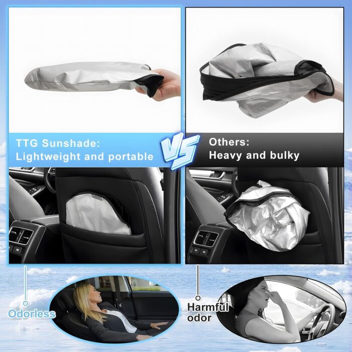 Windshield Car Sunshade, Sun Visor Protector, Foldable Front Window Sunshade Umbrella, Heat Insulation Protection - Image 8