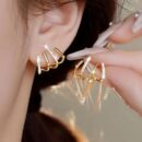 W Shape Zircon Korean Earring Cuff Earrings that Look Like Multiple Piercings for Women