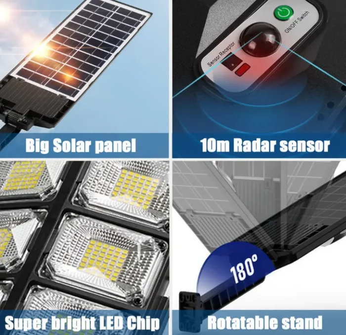 Outdoor Human Induction Motion Sensor Solar Street Lamp | Waterproof Remote Control Solar Street Light W789B-6 - Image 3