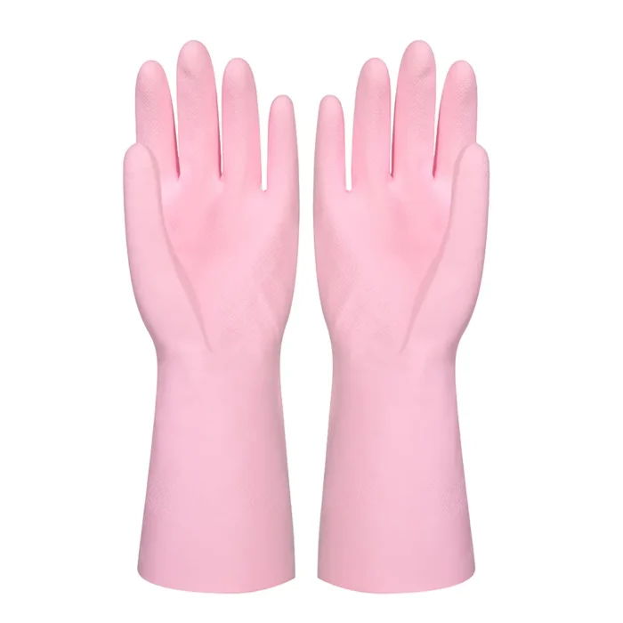 Dishwashing Rubber Gloves Non-Slip Household Laundry Kitchen Cleaning Gloves - Pair (Random color)