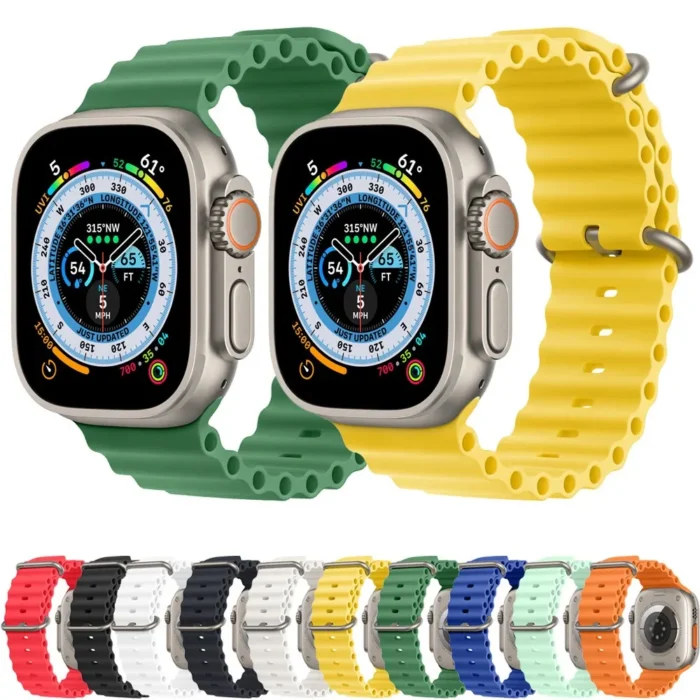 Silicone Hole Wavy Strap for smart watch ,Watch Bands Strap