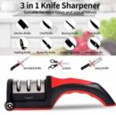 3 in 1 Manual Knife Sharpening Kitchen Accessories Manual Stainless Steel 3 Stage Kitchen Handheld Knife Sharpener