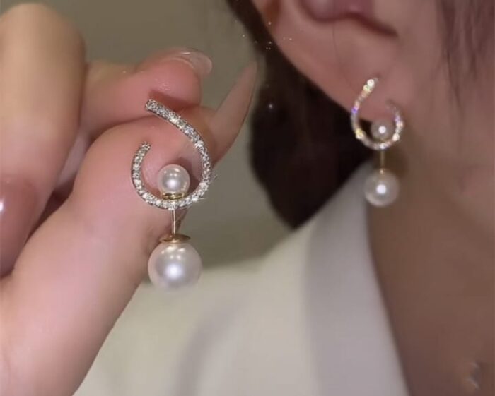 Elegant Zircon Pearl Stone Earrings Material Alloy  for girls - Image 6