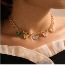 Elegant Multi Color Butterfly Chain Material Alloy /Beautiful Chain Necklace with Butterfly charms (Random Colors)