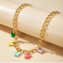 Elegant Multi Color Butterfly Chain Material Alloy /Beautiful Chain Necklace with Butterfly charms (Random Colors)