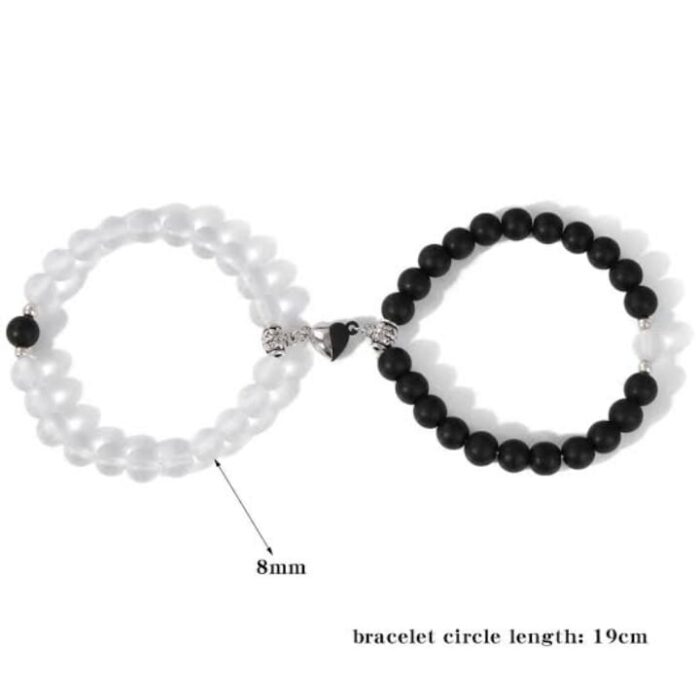 Pack of 2  Beads Black And White Couple Bracelet - Image 4