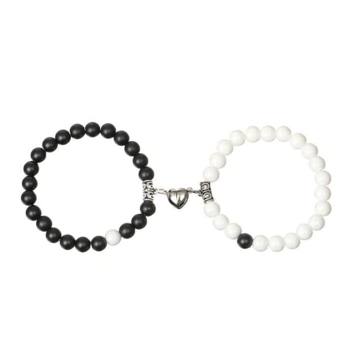 Pack of 2  Beads Black And White Couple Bracelet - Image 3