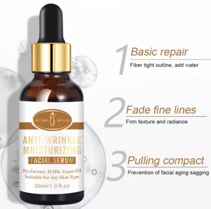 AICHUN BEAUTY Anti-Wrinkle Moisturizing Facial Serum - Hyaluronic Acid, Argan Oil - 2in1 Care - 30ml - Image 9