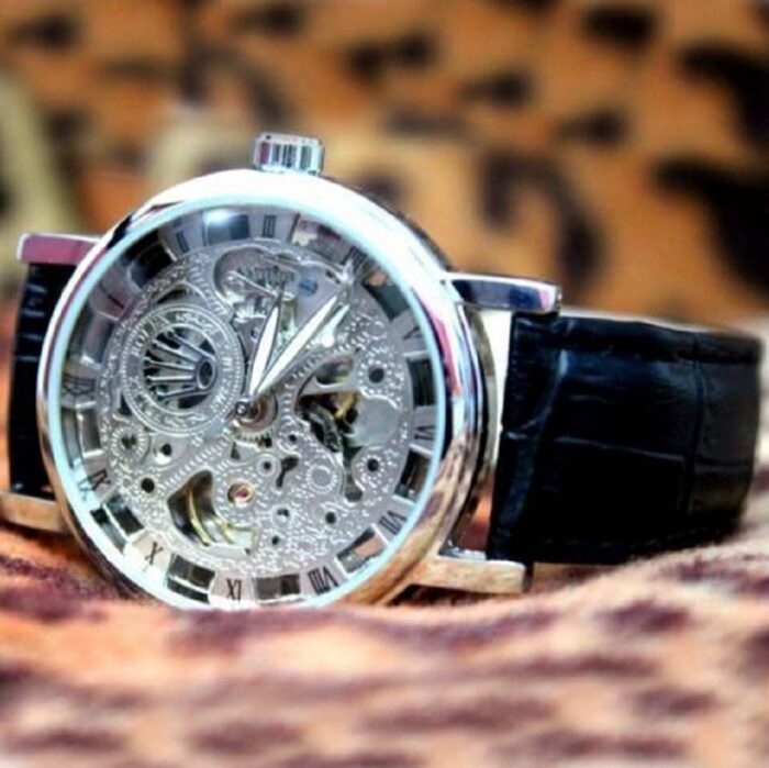 Skeleton watch  Stylish Watch leather strap - Image 3