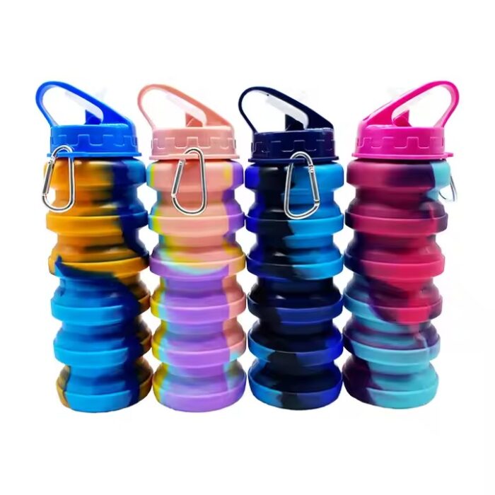 Silicone Collapsible Water Bottles BPA free for gym for girls (random color )