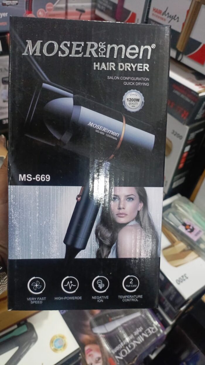 Mosermen 1200W Hair Dryer | Fast Drying, Stylish Design For Men And Women Hot And Cold MS-669 - Image 3