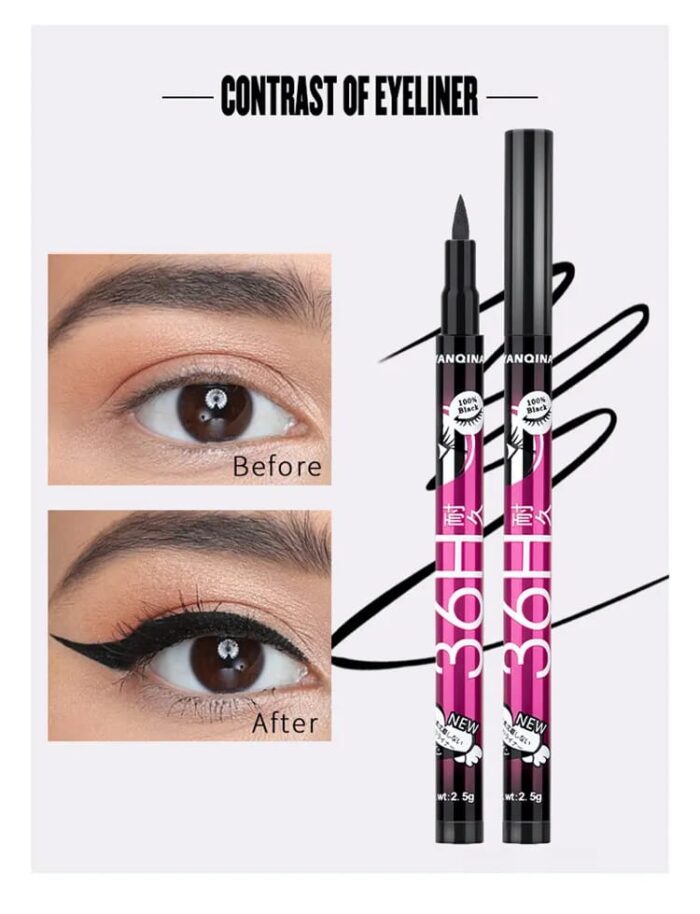 YANQINA Black Liquid Eyeliner + 3D Mascara (2 in 1)  Quick Drying Waterproof Non-smudge Eye Liner Pencil Makeup Set - Image 10