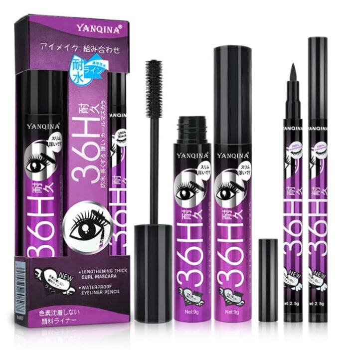 YANQINA Black Liquid Eyeliner + 3D Mascara (2 in 1)  Quick Drying Waterproof Non-smudge Eye Liner Pencil Makeup Set - Image 5