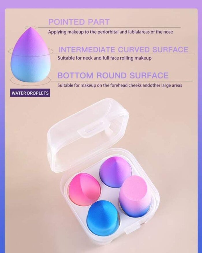 Pack of 4 – Beauty Blender with Plastic Case (random color) - Image 5