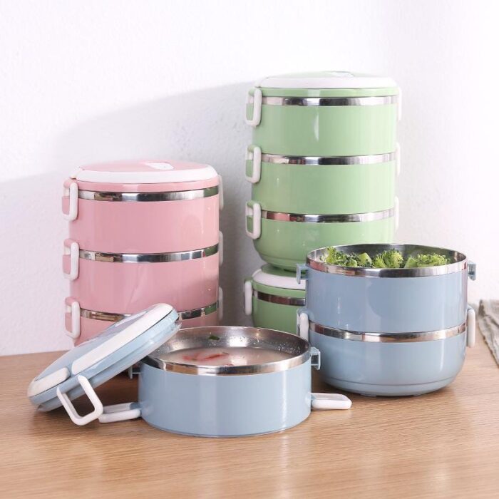 Multi-Layer Heat Preservation Leakproof Stainless Steel Lunch Box Food Container  (random color)