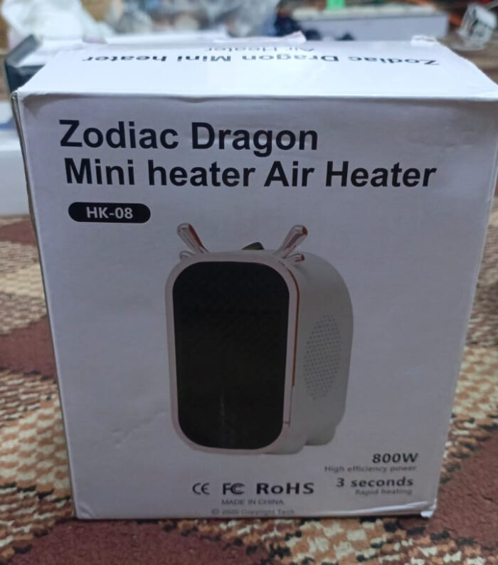 Zodiac Dragon Mini Portable Electric Desk Air Heater for Room, Small Tabletop Fan - 800W (Random color) - Image 11