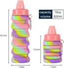 Expandable Silicone Sipper Water Bottle for Sports, Trekking, Cycling, Gym, School Water Bottle with Snap Hook 500 Ml (random color)