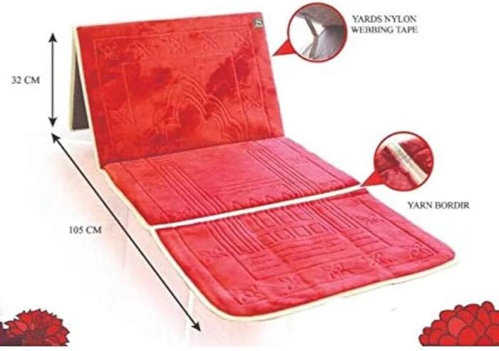 High Quality Foldable   Prayer Mat and Backrest 2 in 1 ( Jai Namaz / Jae Namaz) (random color) - Image 6