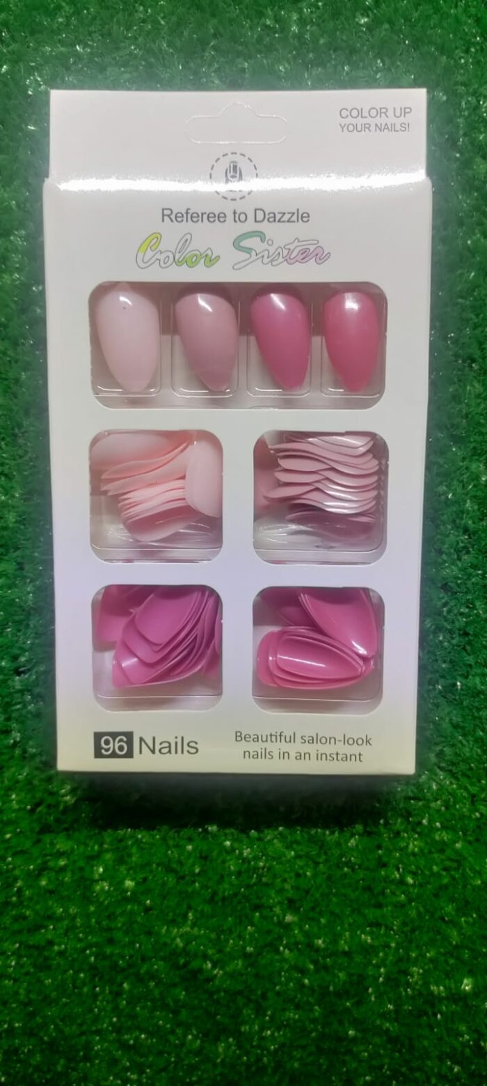 96 Pcs Fake Nails Multicolor for girls (without glue) - Image 2