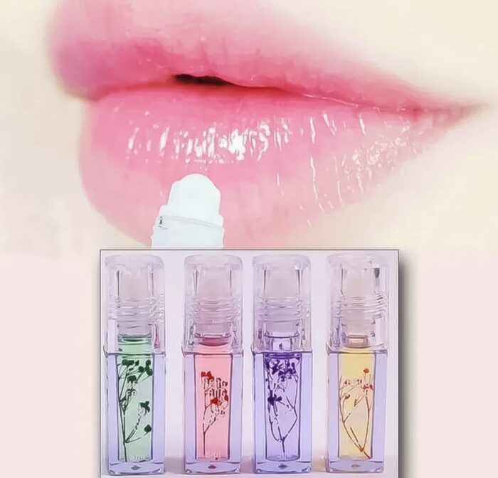 ( Pack Of 4) Flower Transparent Liquid Lip Oil 5ml