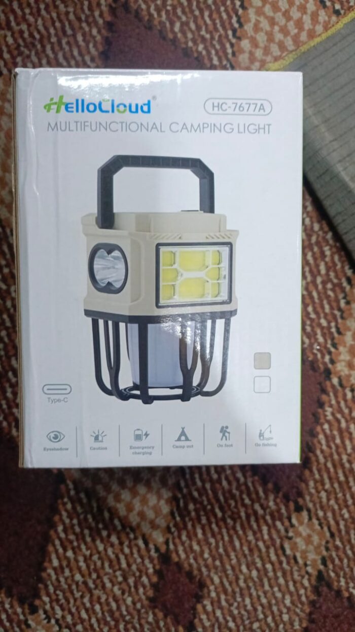 HelloCloud Multifunctional Camping Light Dual Bright & Warm Modes Solar & USB Rechargeable Lantern with Power Bank(HC-7677A) - Image 2