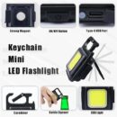 Rechargeable Keychain Mini cob LED Flashlight (color black)