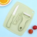 3 in 1 Ceramic Fruit Knife + Peeler + Chopping Board Set and Vagitable cutting set  (multi color)