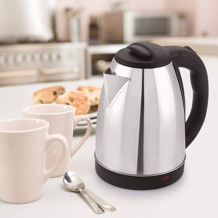 Electric Kettle, 2.0 Litre, 1500W, Auto Fast Boil Feature, 360 degree Rotating Base, Safety Lid With Locking Mechanism (Silver) - Image 3