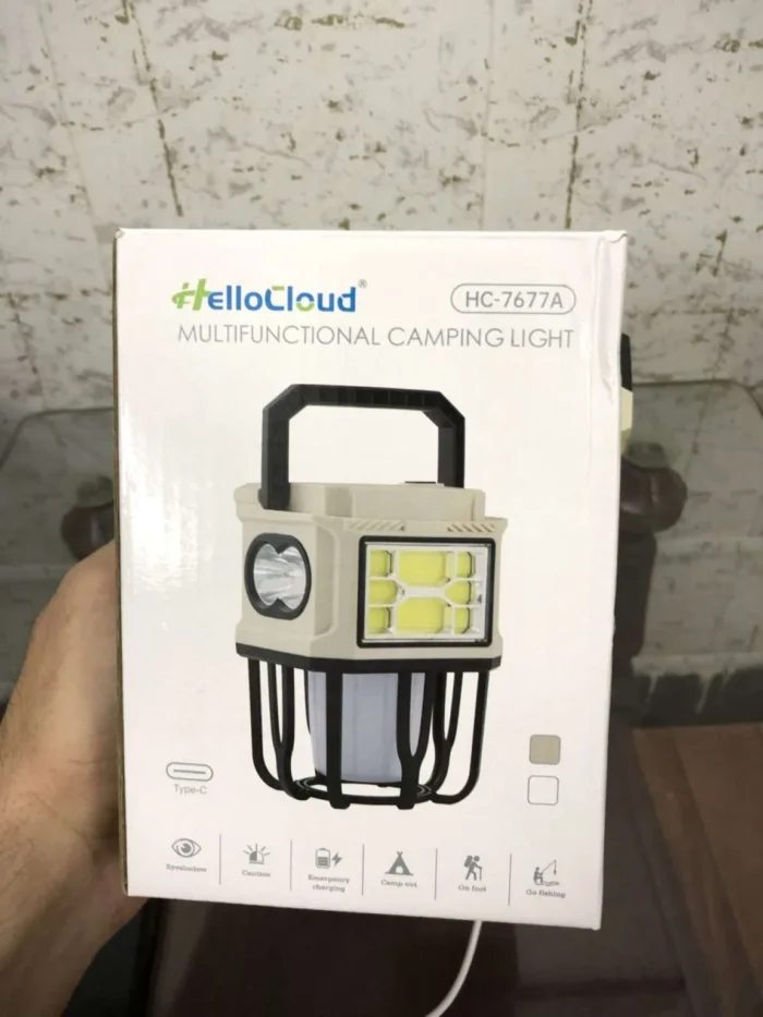 HelloCloud Multifunctional Camping Light Dual Bright & Warm Modes Solar & USB Rechargeable Lantern with Power Bank(HC-7677A) - Image 12