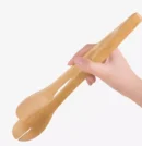 4Pcs Wooden Bamboo Utensil Set Spoon Ladle Slotted Turner Food Tongs Cooking