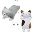 Long Cat Plush Pillow kitten gray White brown lovely cartoon  | FukuFukuNyanko Plush Cat Cushion - 50cm (Random color)