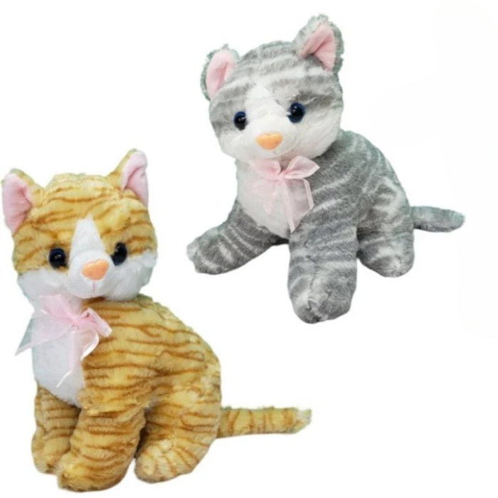 Smilling Small Kitten Plush / Stuff Toy Doll | Stuffed Cats for Kids Girls Boys Gift for Valentines Birthday - 35 cm (Random color)