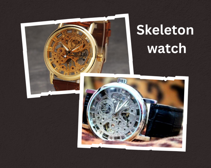 Skeleton watch  Stylish Watch leather strap