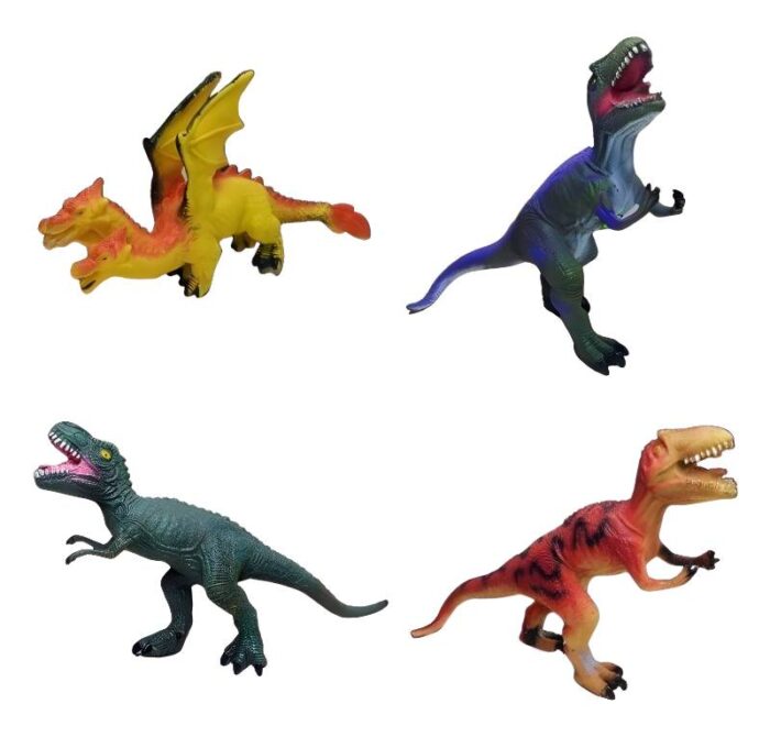 Rubber Dinosaur | Large Size Dinosaur with Music Realistic Educational Dinosaur Toys Set Multicolours - (1 Pc) (Random dinosaurs)