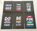 Pack of 6 Motivational sticky wooden frames for wall decore / sticky phototiles